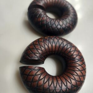 1" 25mm Brown Carved Wooden Earrings Plugs Weight Stretch Gauge Ear Tribal